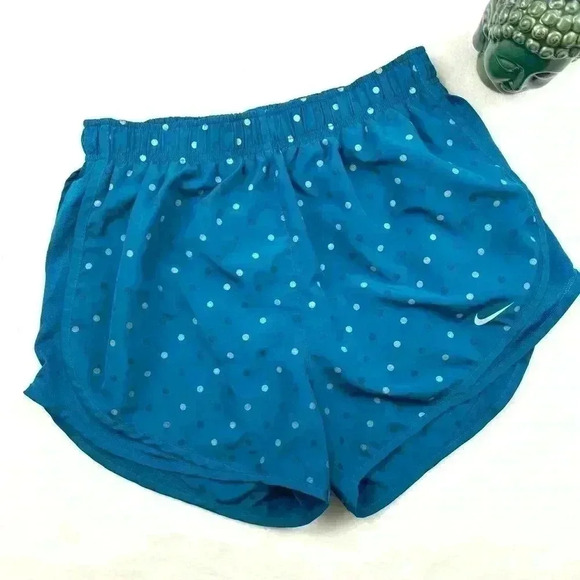 Nike Women's Blue Polkadots Dri-Fit Mesh Side Running Athletic Shorts Size M - Picture 1 of 14